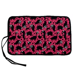 Deep Pink & Black Pattern Funny Dinosaurs Pen Storage Case by CoolDesigns