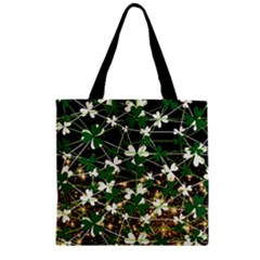 St Patrick Day Black Lucky Shamrock Zipper Grocery Tote Bag by CoolDesigns