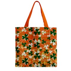 St Patrick Day Orange Lucky Shamrock Zipper Grocery Tote Bag