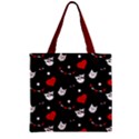 Black & Red Heart Love Cat Pirate Zipper Grocery Tote Bag View1