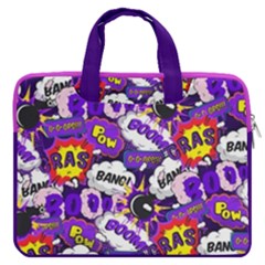 Fun Pop Art Words Medium Purple 16  Double Pocket Laptop Bag