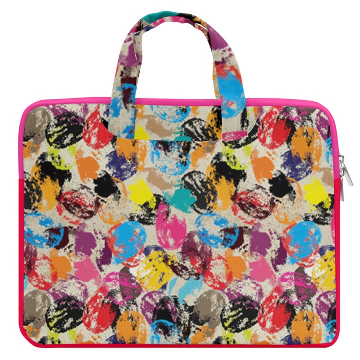 Colorful Pattern Grunge Fingerprints Pattern 16  Double Pocket Laptop Bag  