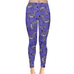 Hand Draw Zebra Medium Purple Stretchy Leggings