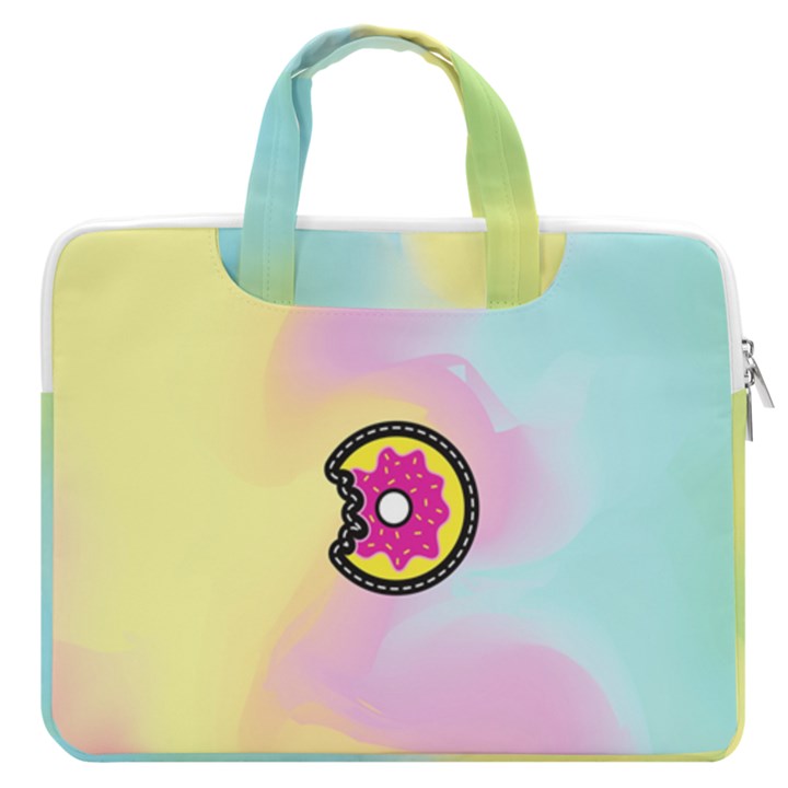 Light Yellow Green Fun Pop Art Sweet Prints Carrying Handbag 16  Double Pocket Laptop Bag 