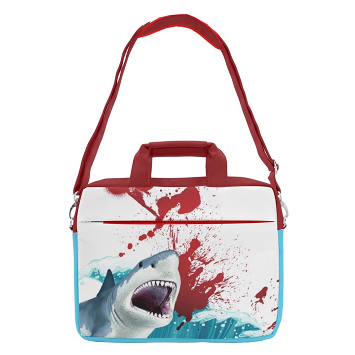 Red & Teal Fierce Shark Pattern 13  Shoulder Laptop