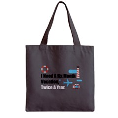 Gray Travel Pattern Zipper Grocery Tote Bag