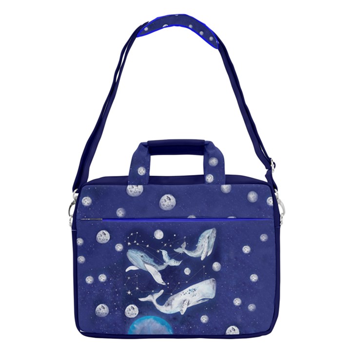 Dark Blue Sperm Whale Pattern 13  Shoulder Laptop Bag 