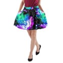 Milky Way Black & Turquoise Stars Andromeda Galaxy A-Line Skirt with Pockets View1