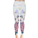 Elegant White Sweet Roses Floral Leggings  View1