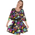 Colorful Space Frizzle Letter Velour Kimono Dress View1