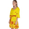 Bright Yellow Vintage Fall Autumn Leaves Velour Kimono Dress View2
