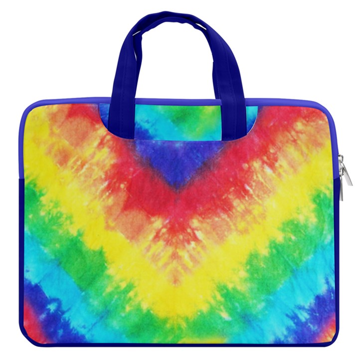 Unicorn Rainbow Colorful Tie Dye Double Pocket 16  Laptop Bag  