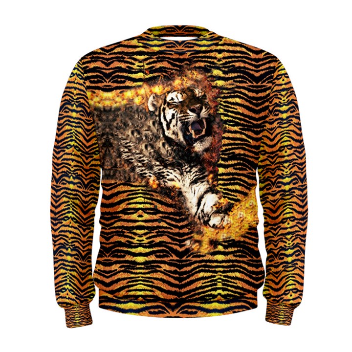 Paint Brush Orange Tiger Print Comfy Mens Sweatshirt