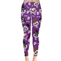 Purple & White Skeleton Candy Skulls Print Leggings  View1