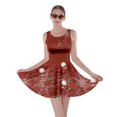 Spider Webs Red Skulls Roses Skater Dress by CoolDesigns