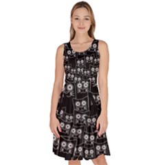 Big Eyes Cat Dark Pet Knee Length Skater Dress With Pockets by CoolDesigns