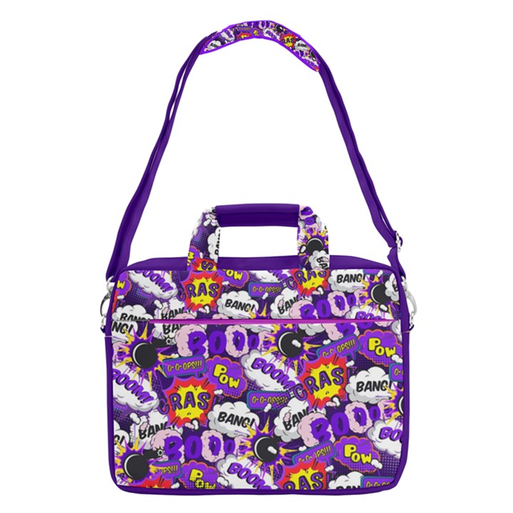 Purple Boom Pop Art Pattern 16  Shoulder Laptop Bag 