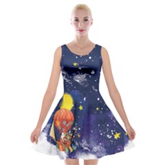 Santa In Space Velvet Skater Dress by CoolDesigns