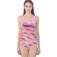 Calm Ocean Pink Sharks Pattern One Piece Swimsuit