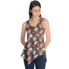 Colorful Pattern Of Tasty Cupcakes Sleeveless Tunic Top