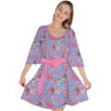 Dodger Blue Lollipop Candy Macaroon Cupcake Donut Velour Kimono Dress View1