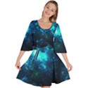 Shining Dark Steel Blue Galaxy Space Print Velour Kimono Dress View1