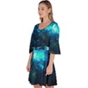 Shining Dark Steel Blue Galaxy Space Print Velour Kimono Dress View2