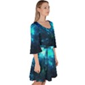 Shining Dark Steel Blue Galaxy Space Print Velour Kimono Dress View3