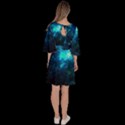 Shining Dark Steel Blue Galaxy Space Print Velour Kimono Dress View4