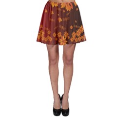 Brown Red Dragonflies Autmn Leaves Skater Skirt by CoolDesigns