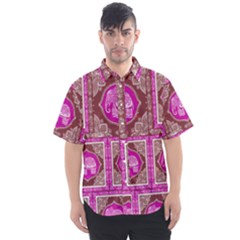 Classic Elephant Hot Pink & Brown Aztec Print Short Sleeve Holiday Shirt