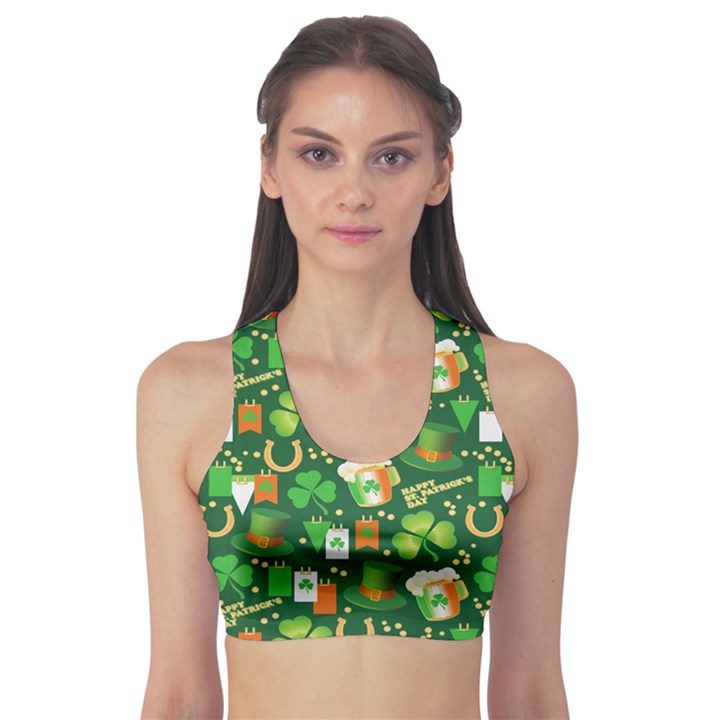 Happy St Patrick Shamrock Handraw Sports Bra