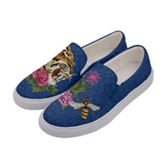 Floral Jeans Bees Pattern Womens Slip Ons