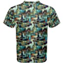 Colorful Aquamarine Abstract Geometric Pattern Cotton Tee View1
