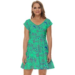 Medium Spring Green Morty Space Fun Party Short Sleeve Tiered Mini Dress