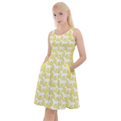 Lemon Chiffon Pattern Horses Knee Length Skater Dress With Pockets by CoolDesigns