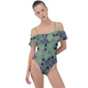 Shadow Webs Spiders Lime Frill Detail One Piece Swimsuit View1