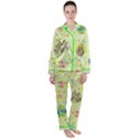 Easter Eggs Print Light Green Yellow Satin Long Sleeve Pyjamas Set View1