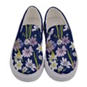 Elegant Floral Flower Dark Slate Blue Womens Slip Ons View1