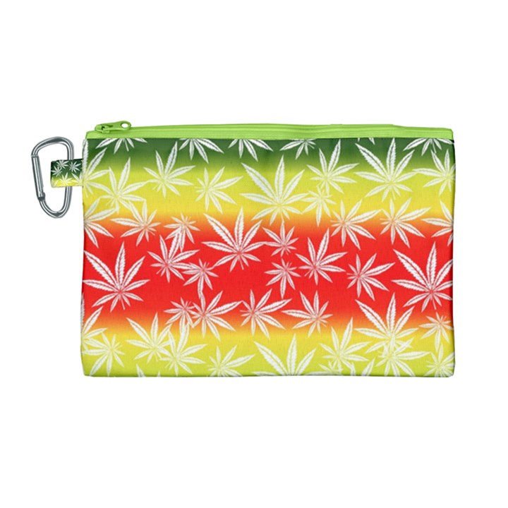 Cannabis Yellow & Green Marijuana Leaves Canvas Cosmetic Bag