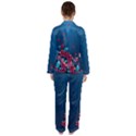 Vintage Spring Floral Dodger Blue Satin Long Sleeve Pyjamas Set View2
