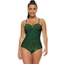 Shamrock Leaves Fall Dark Green Retro Full Coverage Swimsuit View1