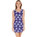 Navy Blue Tone Cute Cats Pattern Bodycon Dress View1