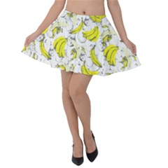 Banana White Velvet Skater Skirt by CoolDesigns