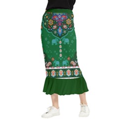 Green Traditional African Dashiki Maxi Fishtail Chiffon Skirt by CoolDesigns