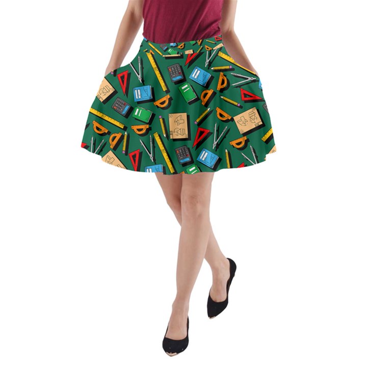 Math Ruler Sea Green A-Line Pocket Skirt