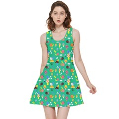 Spring Green Snails And Mushrooms Pattern Inside Out Reversible Sleeveless Dress