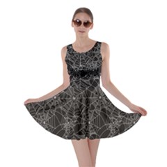 Black Halloween Spider Web Pattern Skater Dress by CoolDesigns