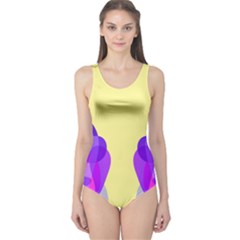 Yellow Bubbles Athletic One Piece Swimsuit