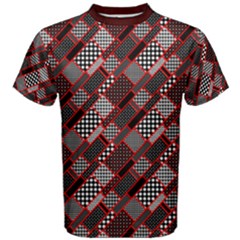 Black & Red Geometric Pattern Retro Rectangles Polka Dot Cotton Tee